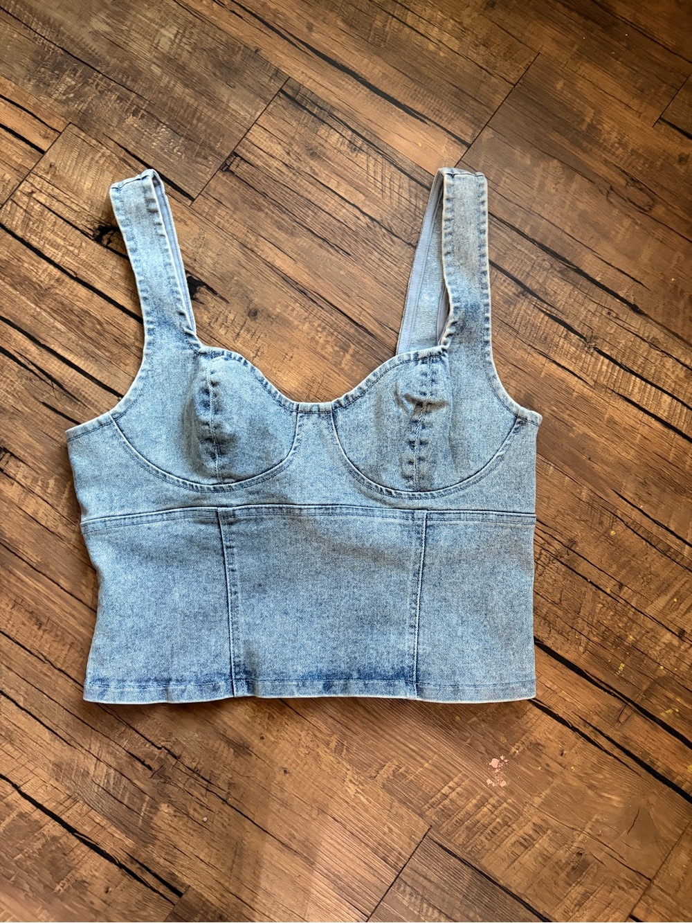 Altar'd State Denim zip up cropped Top